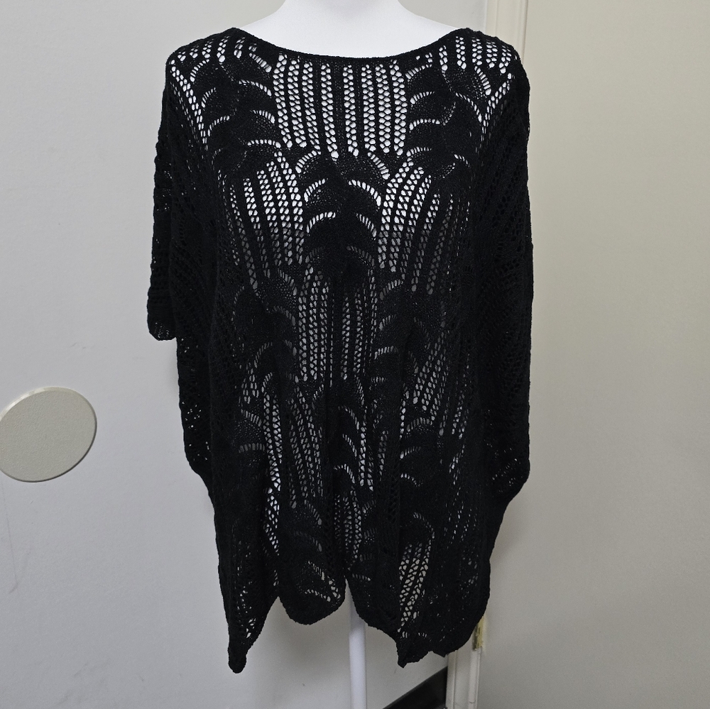 Cozy Casual Black Knit Poncho